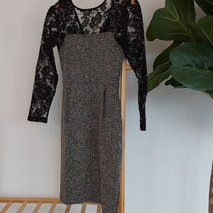 French Connection Tweed/Lace Dress Size 0